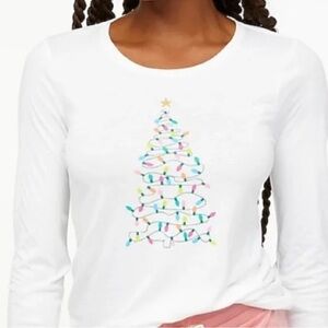 J. Crew White Festive Collector Tee Christmas Tree Long Sleeve